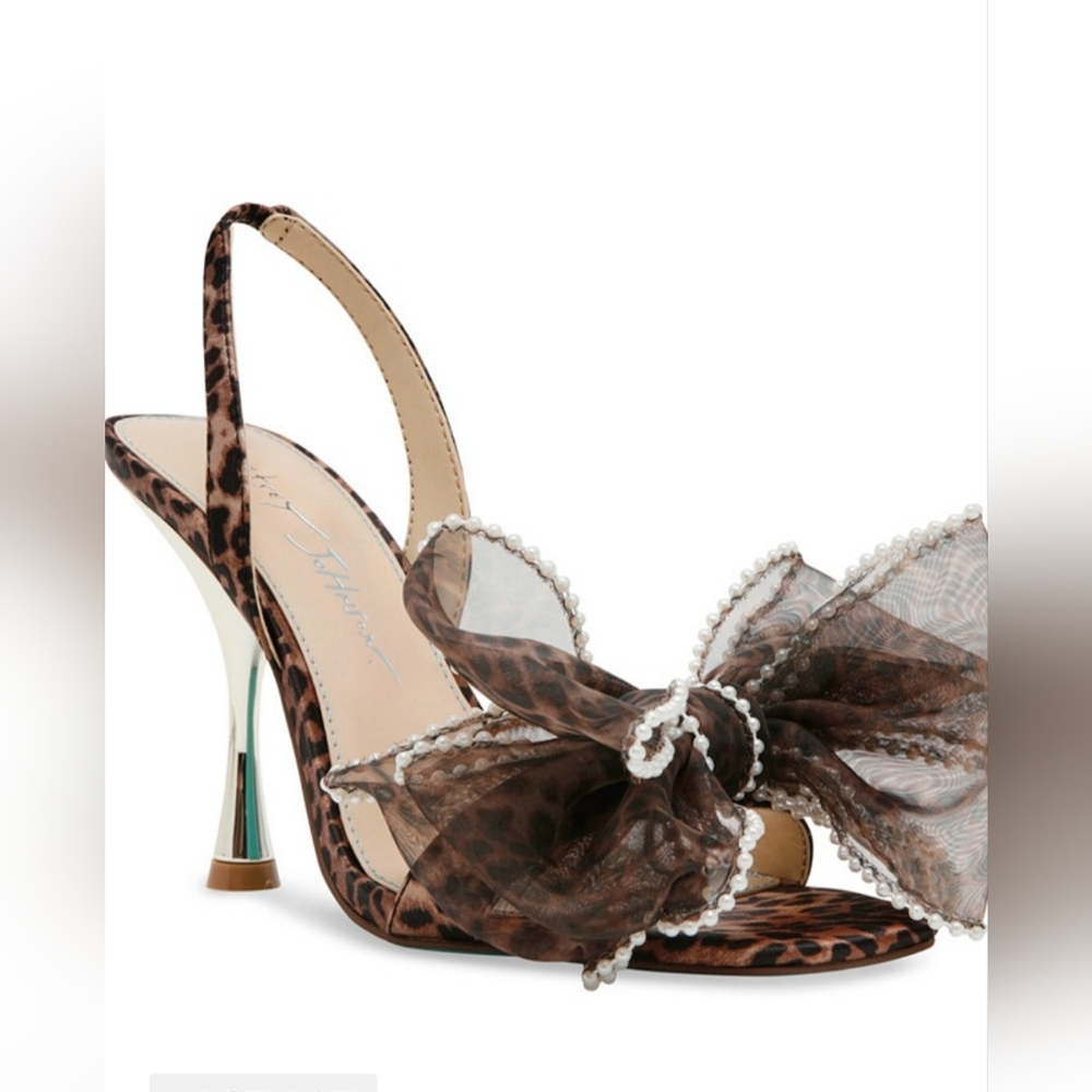 BETSEY JOHNSON FAWN MESH HIGH HEEL SANDALS COLOR LEOPARD 8.5 US NEW WITH BOX. - Picture 6 of 11